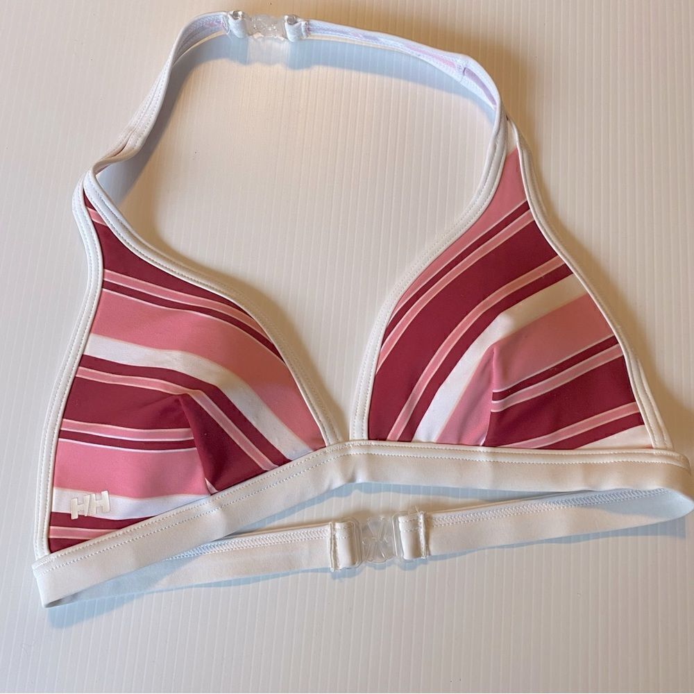 Helly Hansen Swim bathing suit bikini triangle bra top padded striped pink -S